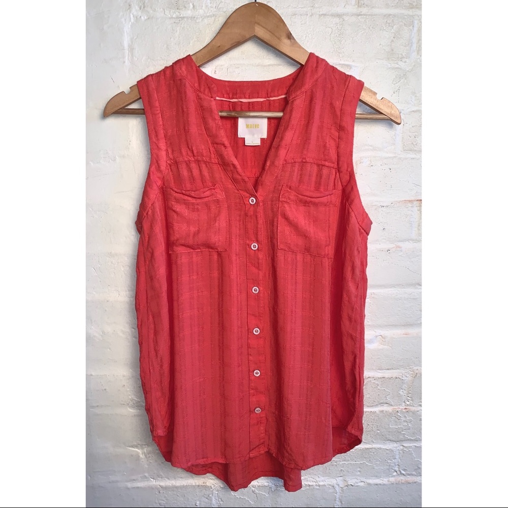 Anthropologie Maeve sunseeker orange button tank - Picture 2 of 11